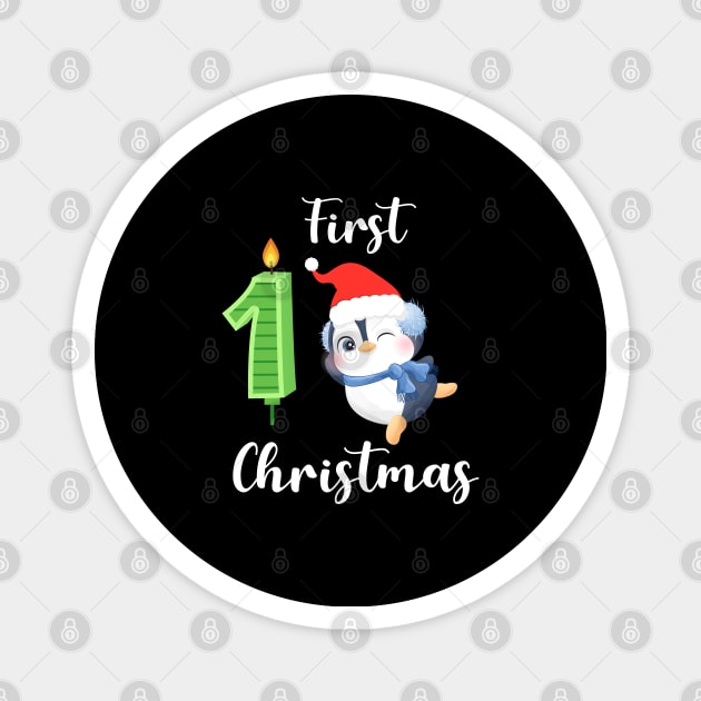 First Christmas Baby boy newborn kids Funny Penguin gifts Magnet by madani04